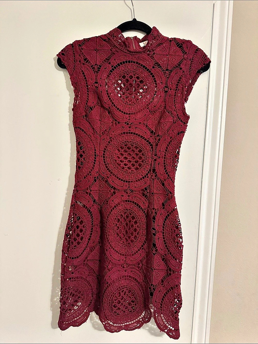Lace Cocktail Dress Burgundy Mini